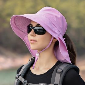 Wide Brim Shawl Ponytail Bucket Hat For Women; Outdoor Fishing Hiking UV Protection Bonnet - 2# Purple