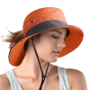 Safari Sun Hats for Women Summer Hat Wide Brim UV UPF Protection Ponytail Outdoor Fishing Hiking Hat for Female 2021 - Red