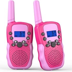 2pcs/pack Kids Walkie Talkie 22 Channel Bidirectional Wireless Radio Toy With Backlight LCD Flashlight For Outdoor; Camping; 3km Range Hiking - Pink