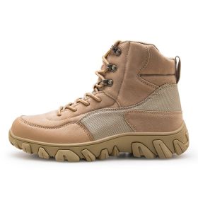 New Men's Military Boots High Top Outdoor Hiking Shoes Men Anti-collision Quality Army Tactical Sport Jogging Trekking Sneakers - beige - 44