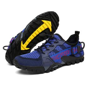 JIEMIAO Men Hiking Shoes Non-Slip Breathable Tactical Combat Army Boots Desert Training Sneakers Outdoor Trekking Shoes - Blue - 43