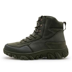 New Men's Military Boots High Top Outdoor Hiking Shoes Men Anti-collision Quality Army Tactical Sport Jogging Trekking Sneakers - green - 46