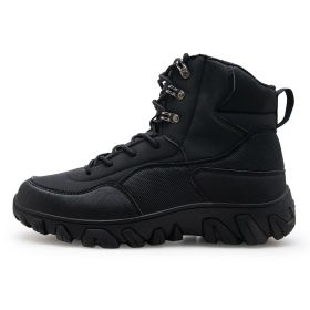 New Men's Military Boots High Top Outdoor Hiking Shoes Men Anti-collision Quality Army Tactical Sport Jogging Trekking Sneakers - black - 43