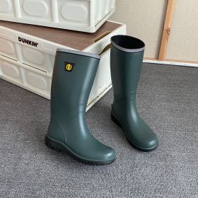 Men's Rain Boots Wear-resistant Waterproof Non-slip Knee High Rain Shoes For Outdoor Working Fishing - Army Green - 7.5