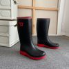 Men's Rain Boots Wear-resistant Waterproof Non-slip Knee High Rain Shoes For Outdoor Working Fishing - Red - 8