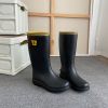 Men's Rain Boots Wear-resistant Waterproof Non-slip Knee High Rain Shoes For Outdoor Working Fishing - Black - 6