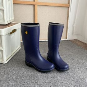 Men's Rain Boots Wear-resistant Waterproof Non-slip Knee High Rain Shoes For Outdoor Working Fishing - Navy Blue - 9