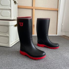 Men's Rain Boots Wear-resistant Waterproof Non-slip Knee High Rain Shoes For Outdoor Working Fishing - Red - 6.5