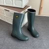 Men's Rain Boots Wear-resistant Waterproof Non-slip Knee High Rain Shoes For Outdoor Working Fishing - Army Green - 9.5