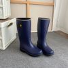 Men's Rain Boots Wear-resistant Waterproof Non-slip Knee High Rain Shoes For Outdoor Working Fishing - Navy Blue - 6