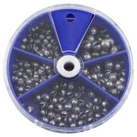 205pcs Premium Lead Fishing Sinkers with Convenient Storage Box - 5 Round Sizes for Accurate Casting and Deep Water Fishing - 105g - 205pcs