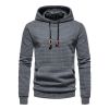 Mens Hooded Sweatshirt Casual Long Sleeve Drawstring Waffle Knit Pullover Hoodies - XL - Dark Gray