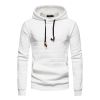 Mens Hooded Sweatshirt Casual Long Sleeve Drawstring Waffle Knit Pullover Hoodies - XL - White