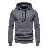 Mens Hooded Sweatshirt Casual Long Sleeve Drawstring Waffle Knit Pullover Hoodies - M - Dark Gray