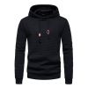 Mens Hooded Sweatshirt Casual Long Sleeve Drawstring Waffle Knit Pullover Hoodies - S - Black