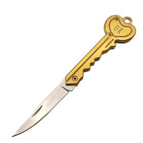 OK Foldable Knife Key Chain Mini Pocket Knife Box Cutter Keychain Pendant Color Handle Decoration - Golden