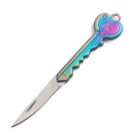 OK Foldable Knife Key Chain Mini Pocket Knife Box Cutter Keychain Pendant Color Handle Decoration - Colorful