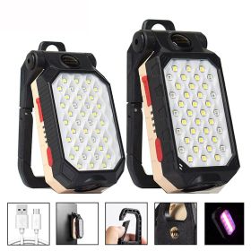 Powerful COB Work Light Rechargeable LED Flashlight Adjustable Waterproof Camping Lantern Magnet Design with Power Display - Type B-Small