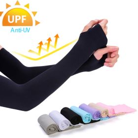 2peices Sun UV Protection Ice Cool Sleeves Sport Arm Sleeves Unisex Cycling Running Fishing Climbing Arm Cover Hide Tattoos - Black