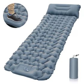 Outdoor Camping Sleeping Pad Inflatable Mattress With Pillows Ultralight Air Mat Built-in Inflator Pump For Travel Hiking - Light Grey