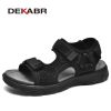 DEKABR Summer Men Casual Beach Outdoor Water Shoes Breathable Trekking Fashion Sandals Fishing Genuine Leather Leisure Shoes - 02 Black - 7.5