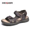 DEKABR Summer Men Casual Beach Outdoor Water Shoes Breathable Trekking Fashion Sandals Fishing Genuine Leather Leisure Shoes - 01 Dark Brown - 7.5