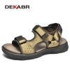 DEKABR Summer Men Casual Beach Outdoor Water Shoes Breathable Trekking Fashion Sandals Fishing Genuine Leather Leisure Shoes - 02 Khaki - 7.5