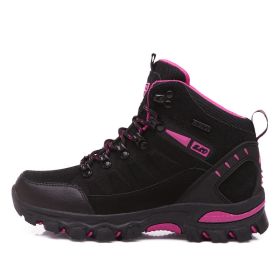 Waterproof Hiking Shoes Men Women Sneakers Mountain Climbing Shoes Outdoor Unisex Sport Hunting Boots Men Trekking Shoes - black pink - 44