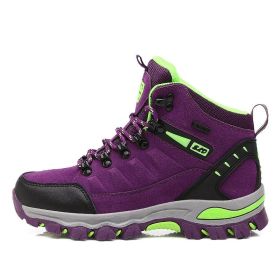 Waterproof Hiking Shoes Men Women Sneakers Mountain Climbing Shoes Outdoor Unisex Sport Hunting Boots Men Trekking Shoes - Purple - 42