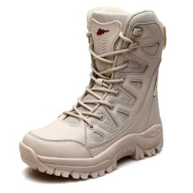 Comfort Beige Outdoor Hiking Boots Couple Men Trekking Shoes Women Big Size Military Tactical Boots For Men hiking sheos snow bo - Beige -S208 - 44