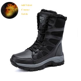 Comfort Beige Outdoor Hiking Boots Couple Men Trekking Shoes Women Big Size Military Tactical Boots For Men hiking sheos snow bo - Black Fur -210 - 40