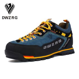 DWZRG Waterproof Hiking Shoes Mountain Climbing Shoes Outdoor Hiking Boots Trekking Sport Sneakers Men Hunting Trekking - Blue Yellow - 40