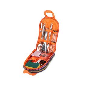 Camping Cooking Utensil Kit Portable Picnic Cookware - Orange - BBQ Tool Kit