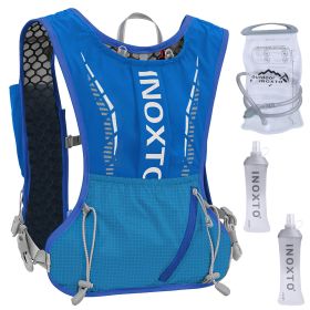 Sport Hydration Vest Running Backpack with 15oz 50oz Water Bladder Adjustable Strap Storage Bag for Trail Running Marathon Race Hiking - Blue