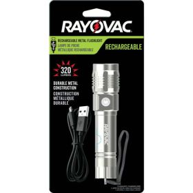 Rayovac Metal Rechargeable LED Flashlight with USB Charging Cable, 300 Lumens, 18650 Battery - Rayovac