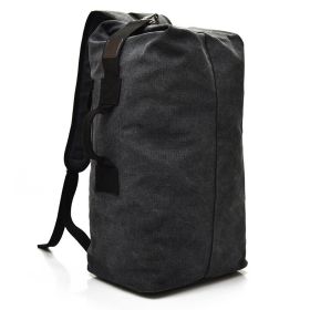 Men's Canvas Backpack Rucksack Hiking Travel Duffle Bag Military Handbag Satchel - Black - 35L