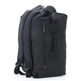 Men's Canvas Backpack Rucksack Hiking Travel Duffle Bag Military Handbag Satchel - Black - 35L Plus