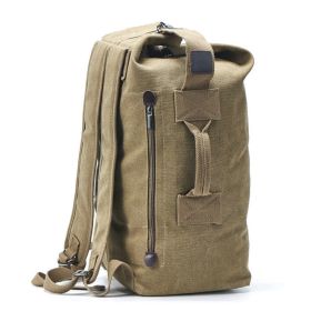 Men's Canvas Backpack Rucksack Hiking Travel Duffle Bag Military Handbag Satchel - Khaki - 35L Plus