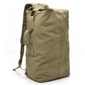 Men's Canvas Backpack Rucksack Hiking Travel Duffle Bag Military Handbag Satchel - Khaki - 35L