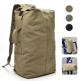 Men's Canvas Backpack Rucksack Hiking Travel Duffle Bag Military Handbag Satchel - Khaki - 25L