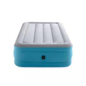 16" Air Mattress with Hand Held 120V Pump - Twin Size - blue.