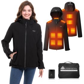 Women's Heated Jacket with Battery Pack, Outdoor Sports Heated Jackets for Women in Black - L