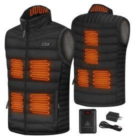 5 Pockets Women's Heated Vest with Battery Pack, Lightweight Down Rechargeable Electric Heated Apparel with 9 Heating Panels Black - XXL