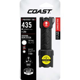 COAST Polysteel 250 Heavy-Duty 390 Lumen LED Twist Focus Flashlight with 3 x AAA Batteries, 4.1 oz. - COAST