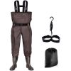 Sunocity Chest Fishing Waders for Men Women with Boots Waterproof, Nylon Chest Wader with PVC Boots & Hanger - Coffee - Men 9 / Women 11