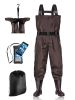 BELLE DURA Fishing Waders Chest Waterproof Light Weight Nylon Bootfoot Waders for Men Women with Boots - Brown - Men 10 / Women 12