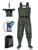 BELLE DURA Fishing Waders Chest Waterproof Light Weight Nylon Bootfoot Waders for Men Women with Boots - Army Green - Men 11 / Women 13