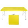 4ft Yellow Portable Folding Table Indoor&Outdoor Maximum Weight 135KG Foldable Table for Camping - as Pic