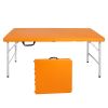 4ft Orange Portable Folding Table Indoor&Outdoor Maximum Weight 135KG Foldable Table for Camping - as Pic