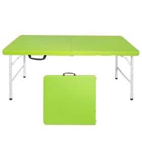 4ft Green Portable Folding Table Indoor&Outdoor Maximum Weight 135KG Foldable Table for Camping - as Pic